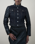 DSquared2 Hybrid Denim-Mesh & Leather Moto Jacket