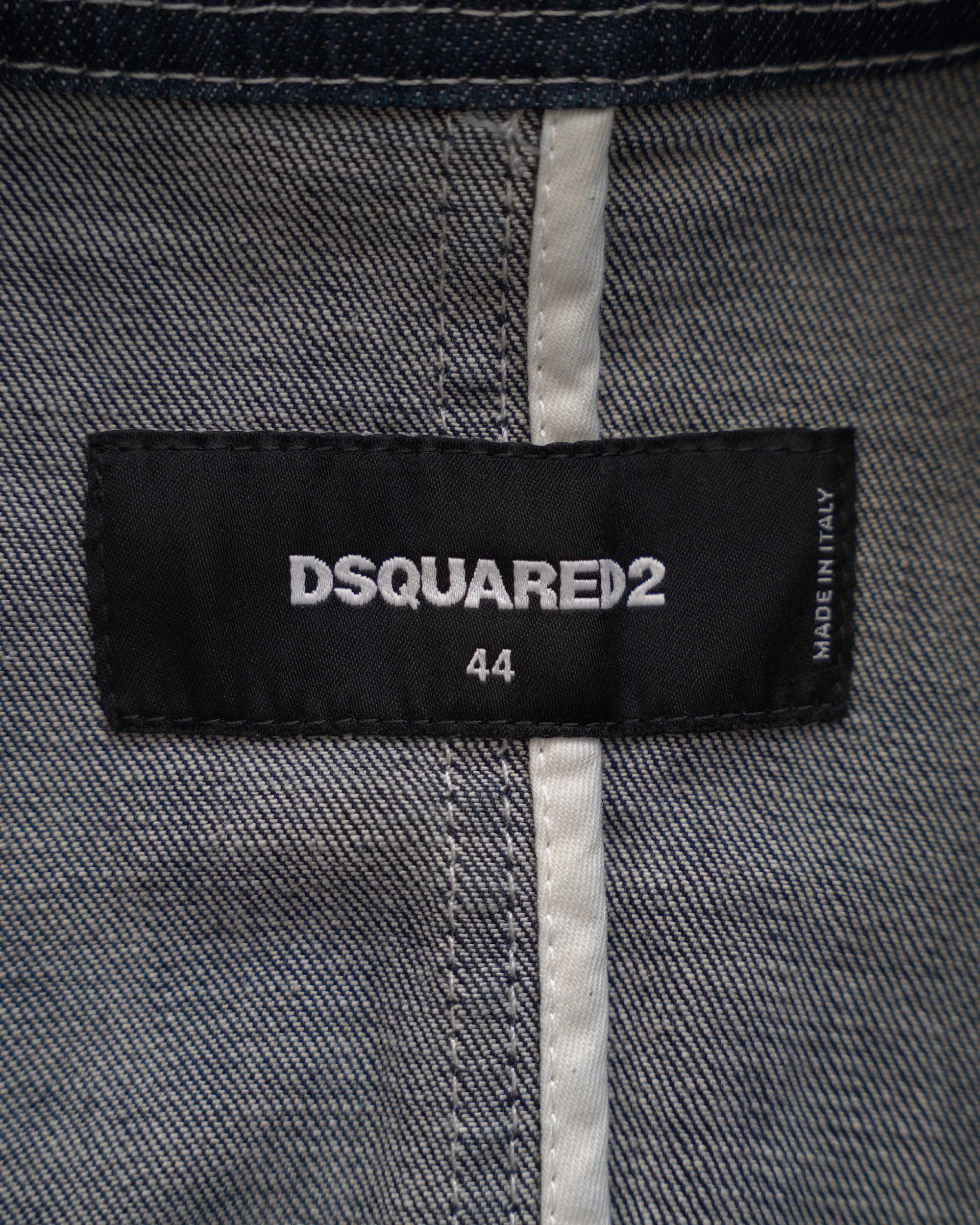 Dsquared2 Heritage Contrast-Piping Denim Biker Jacket