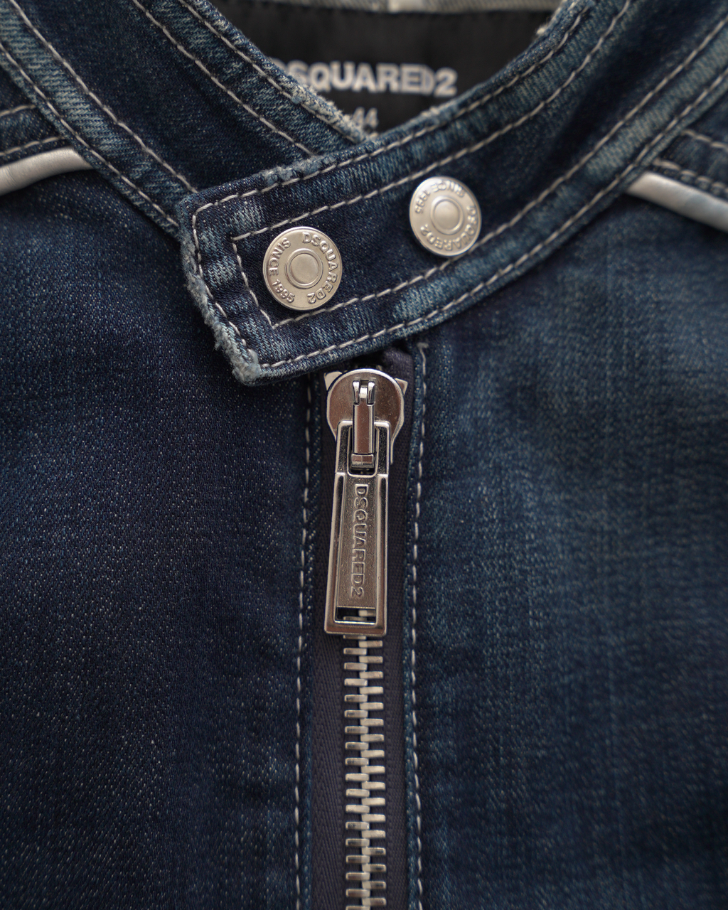 Dsquared2 Heritage Contrast-Piping Denim Biker Jacket
