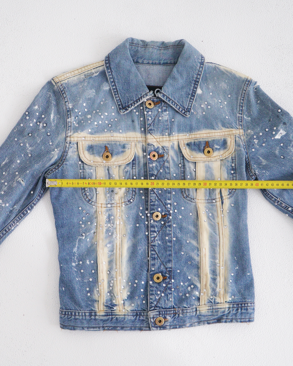 D&G bleached and rhinestone adorned denim jacket
