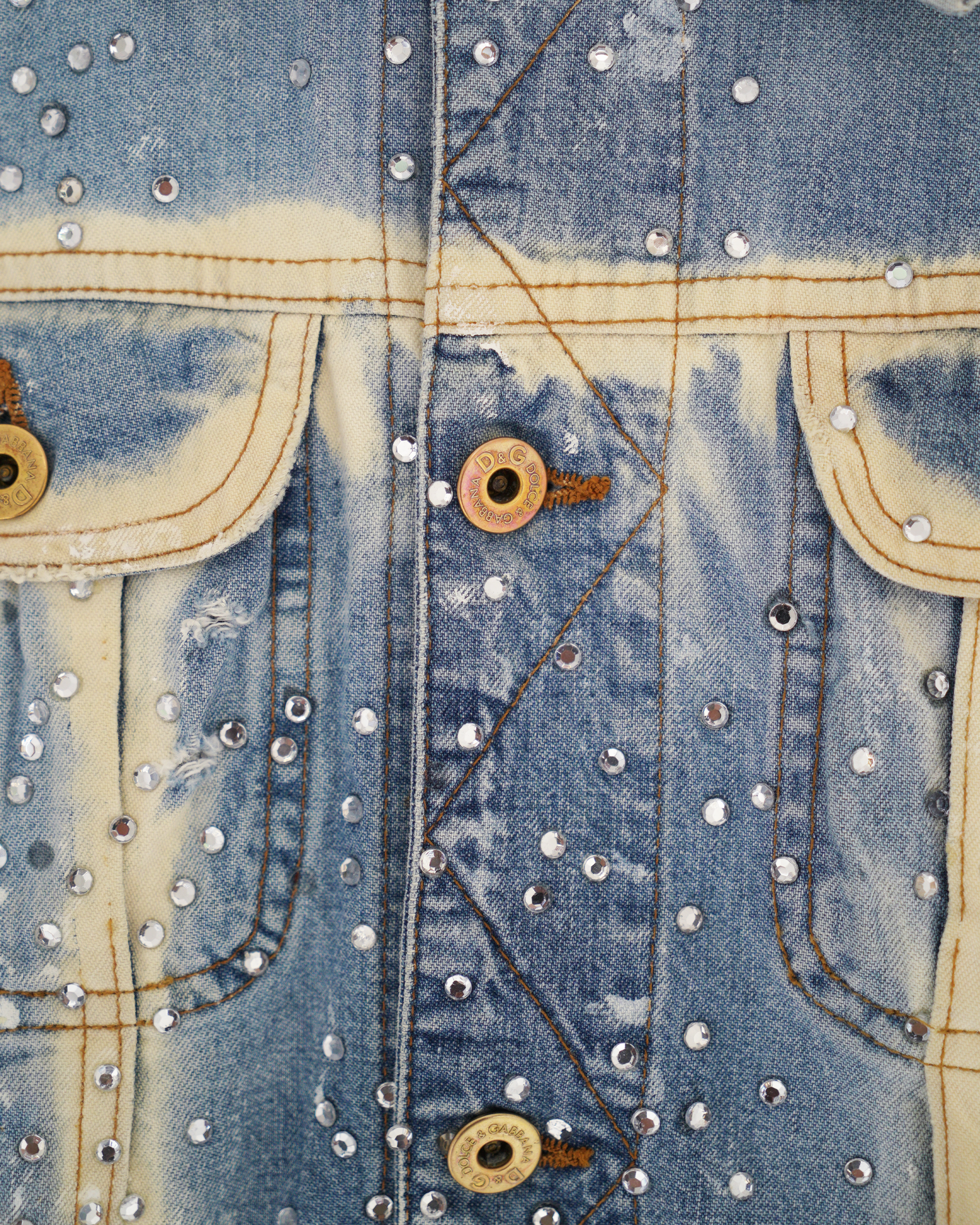 D&G bleached and rhinestone adorned denim jacket