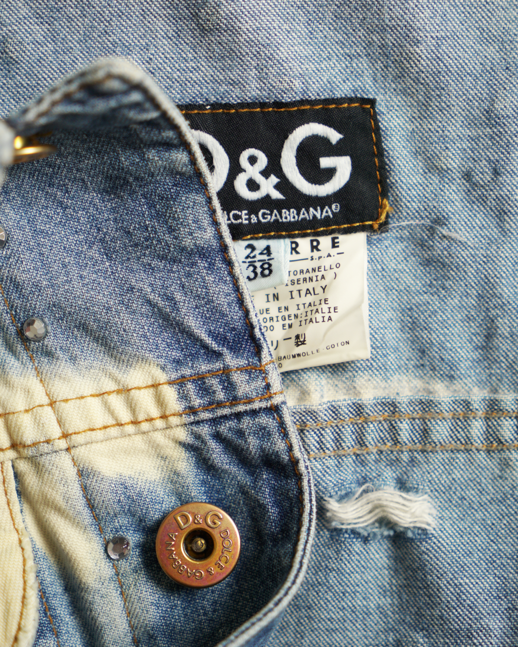 D&G bleached and rhinestone adorned denim jacket