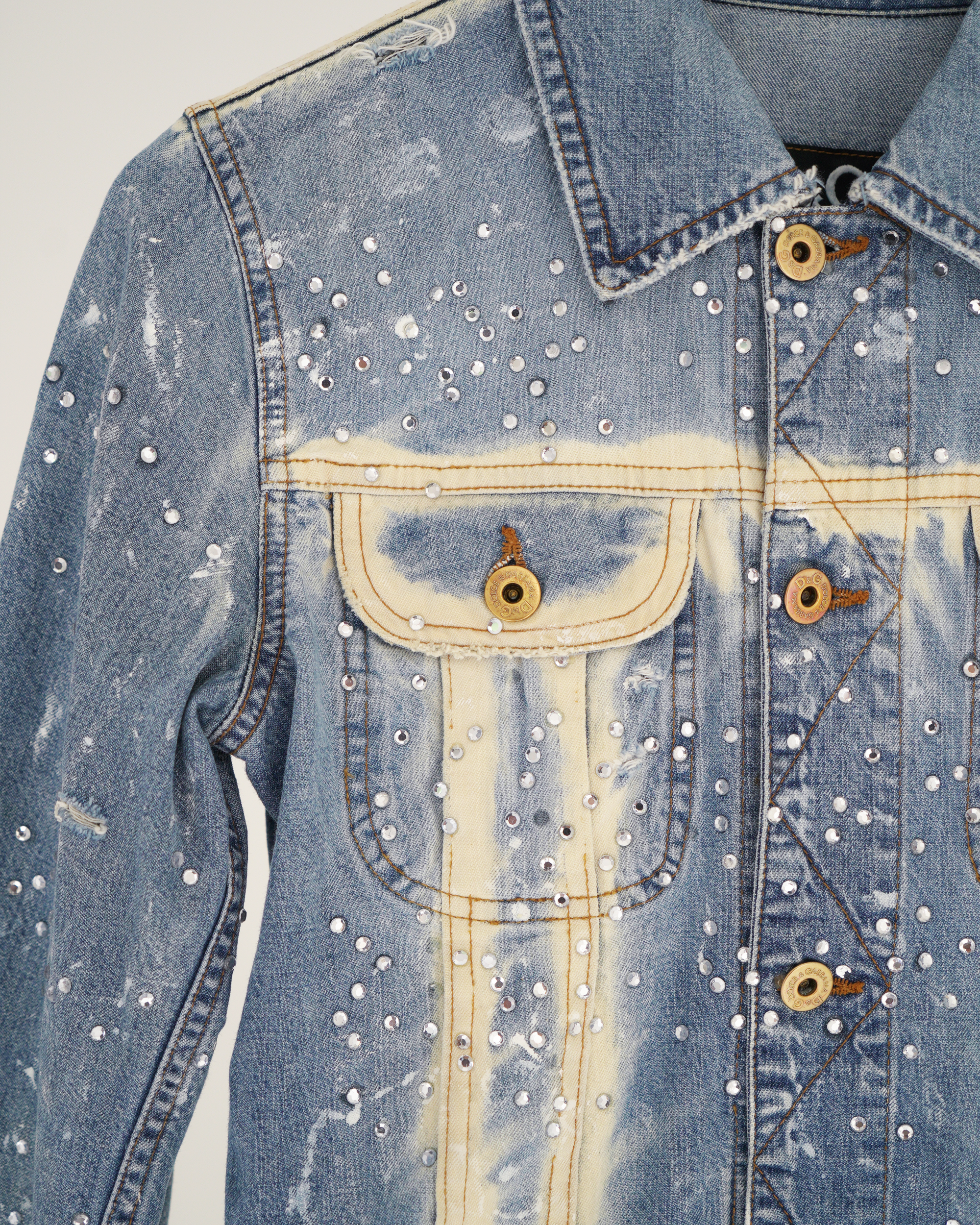 D&G bleached and rhinestone adorned denim jacket
