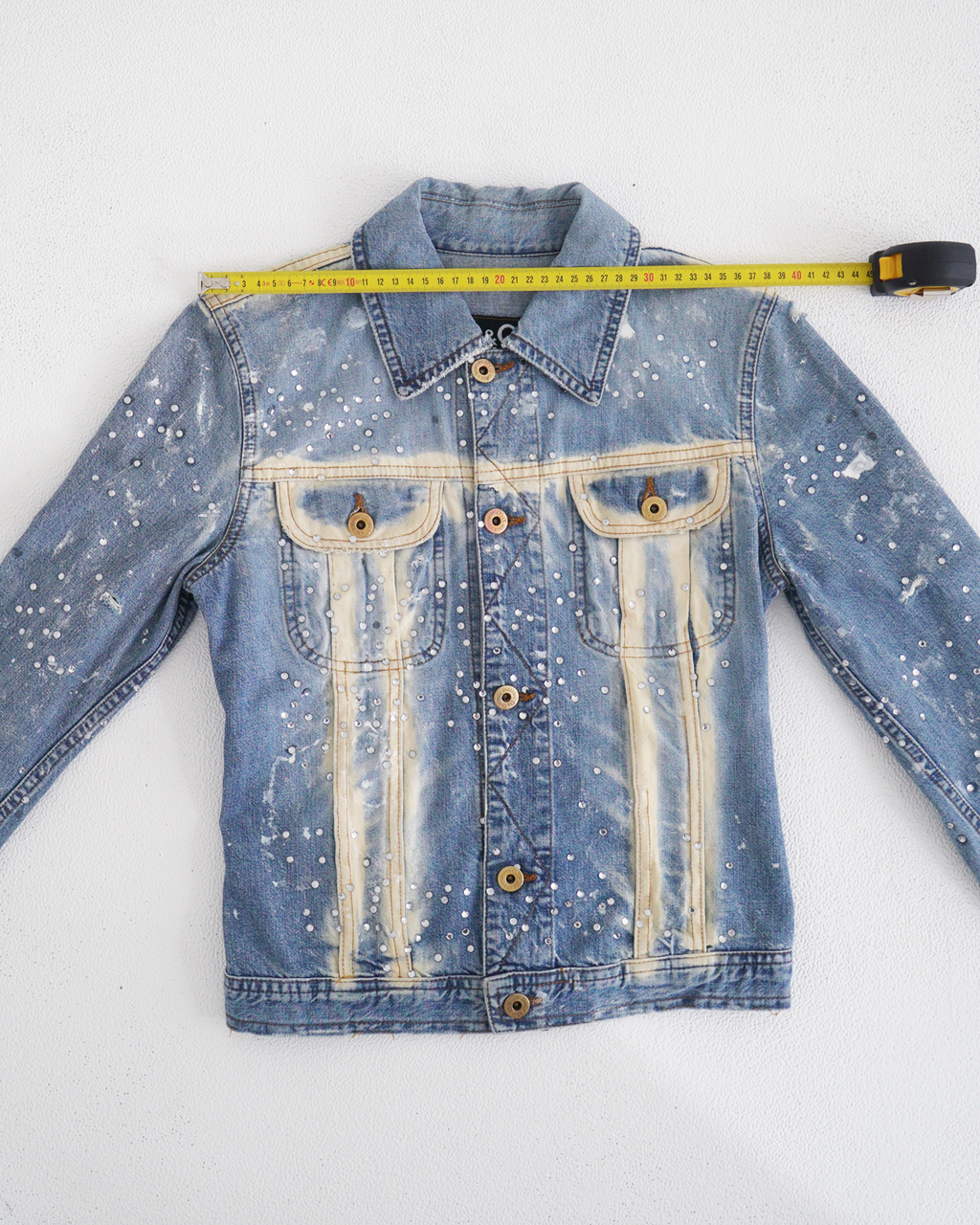 D&G bleached and rhinestone adorned denim jacket
