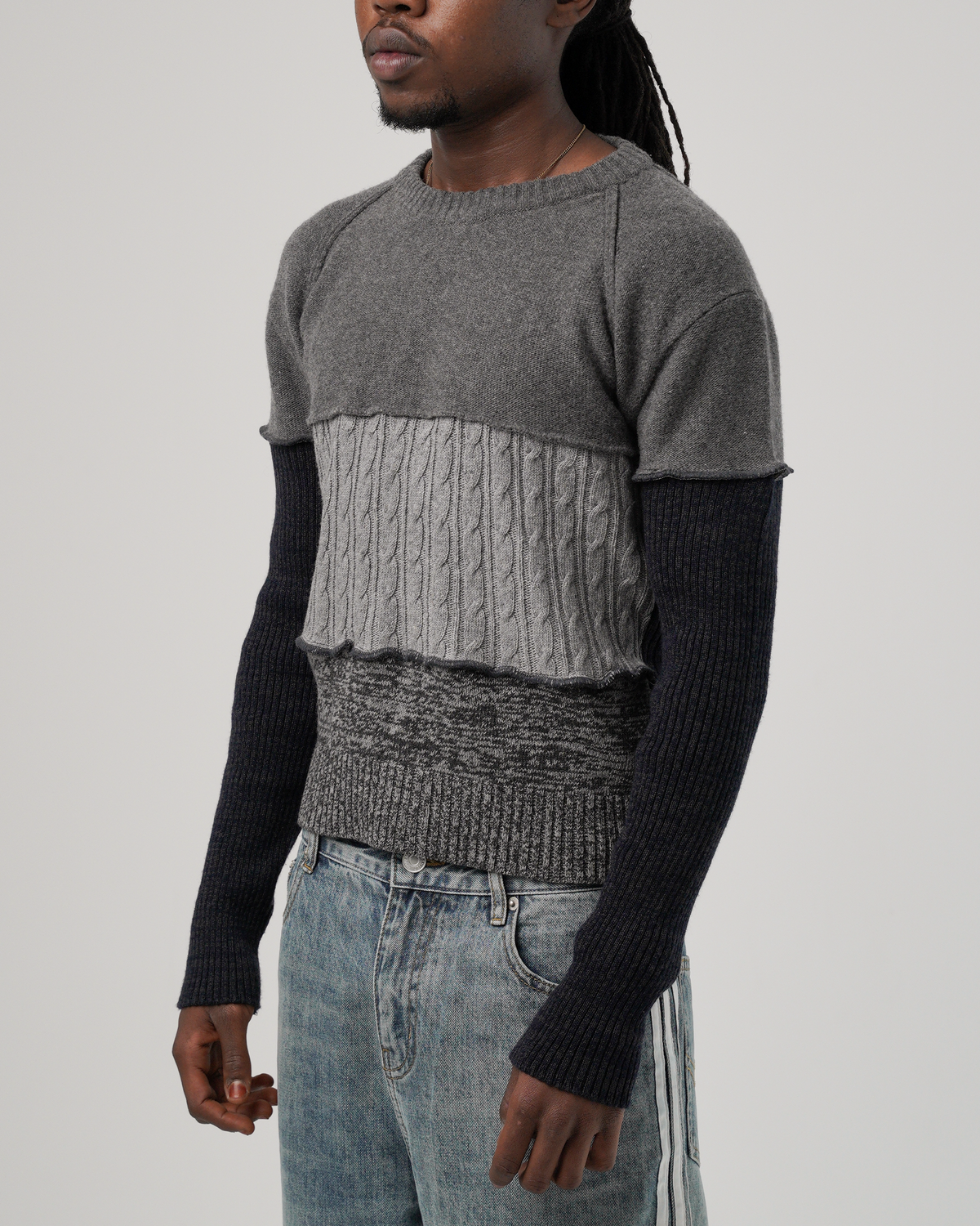 D&G Dolce & Gabbana Reconstructed Patchwork Mixed-Knit Sweater
