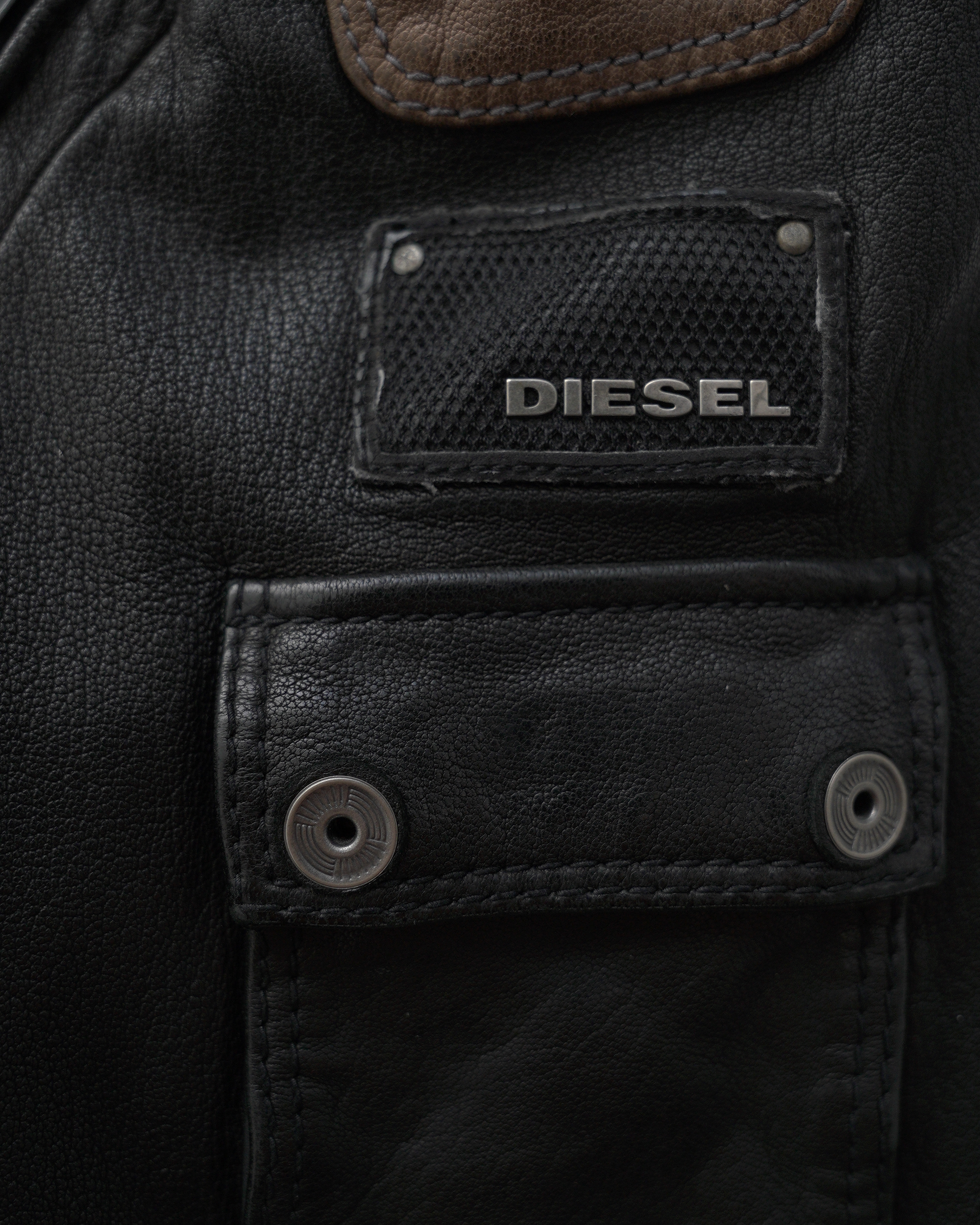 Archival Diesel Y2K Modular Multi-Panel Leather Moto Jacket