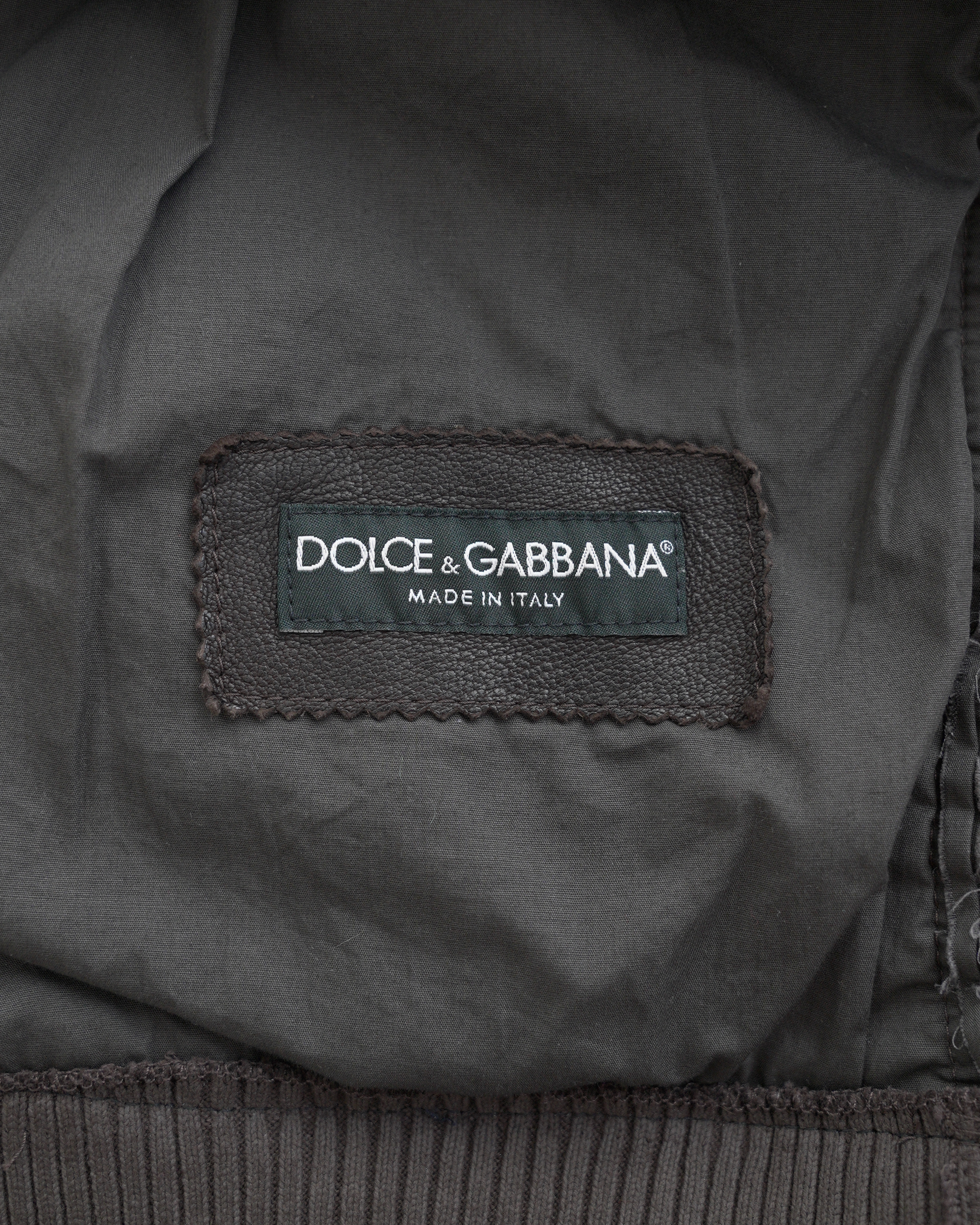 Archival Dolce & Gabbana Laser-Cut “Cage” Leather Bomber Jacket