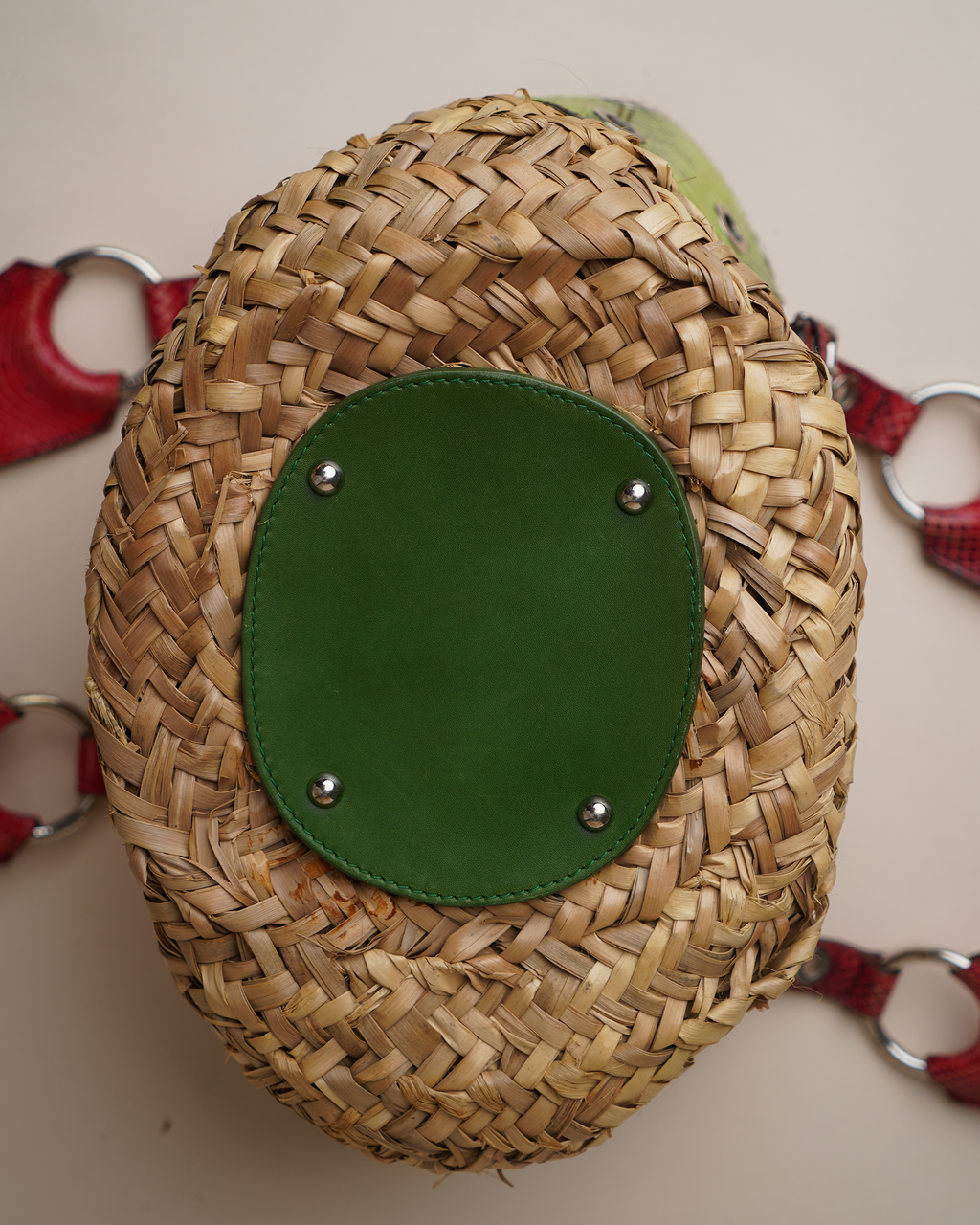 Dolce & Gabbana woven basket bag with python trim