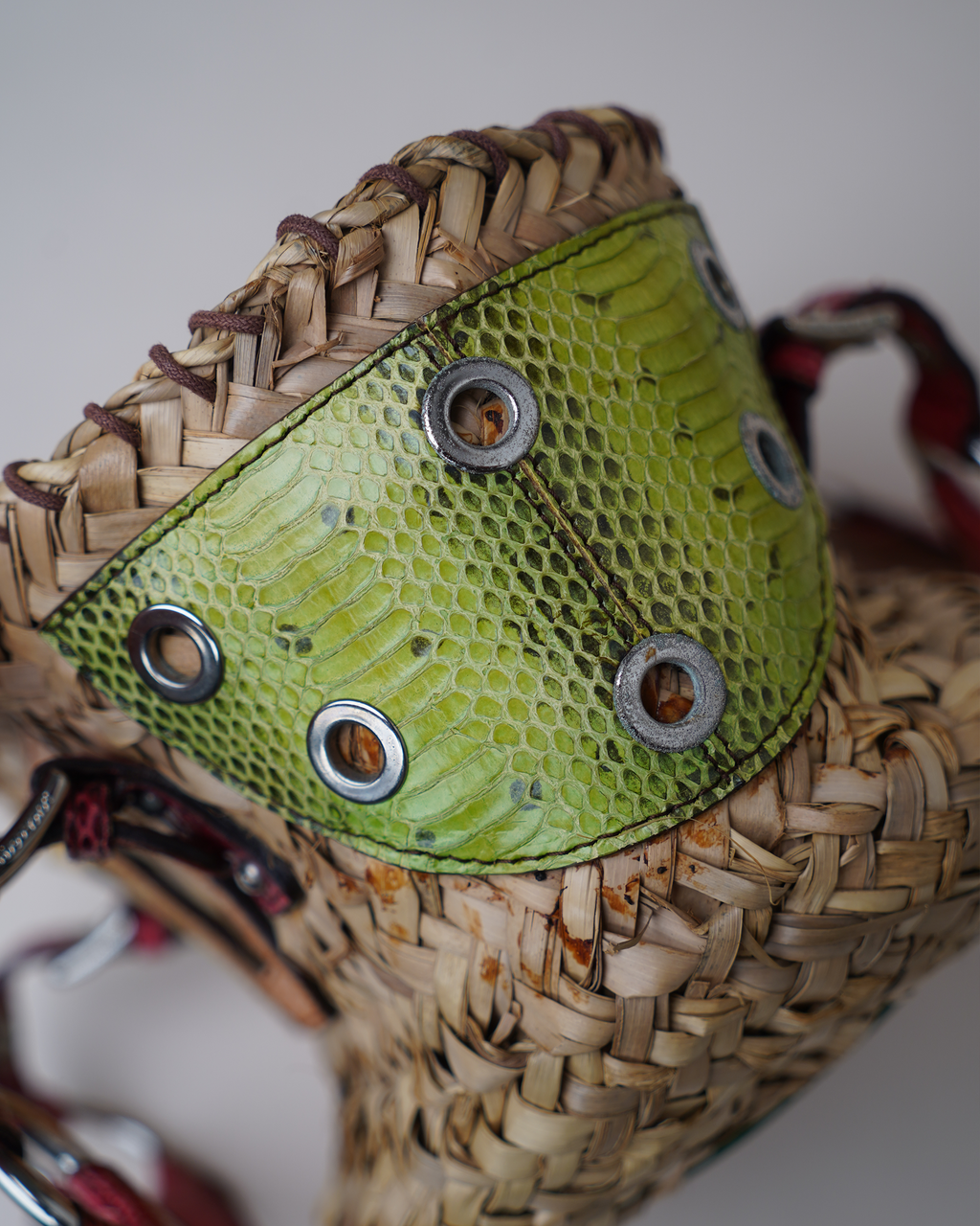 Dolce & Gabbana woven basket bag with python trim