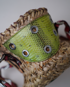 Dolce & Gabbana woven basket bag with python trim
