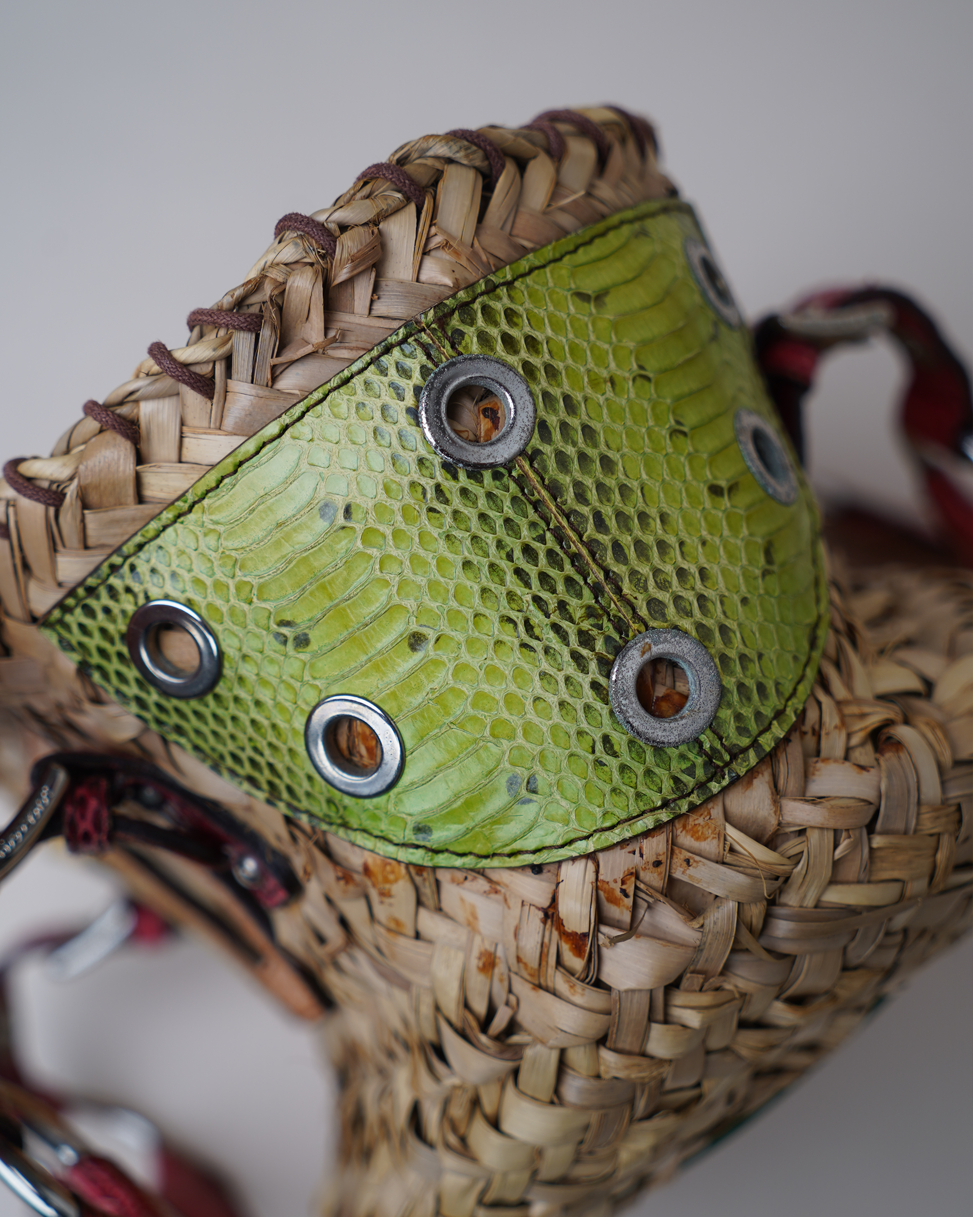 Dolce & Gabbana woven basket bag with python trim