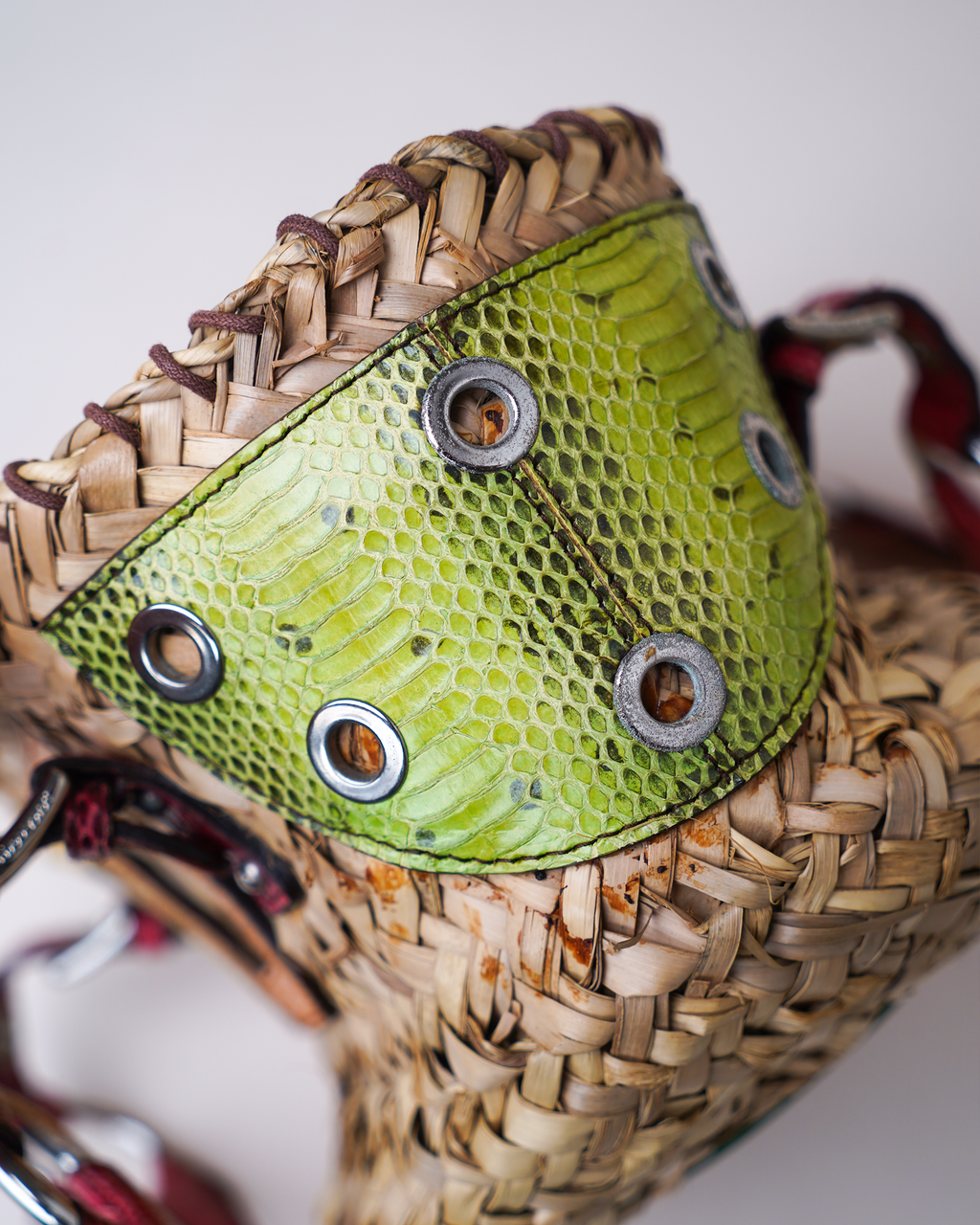Dolce & Gabbana Woven Basket Bag with Python Trim