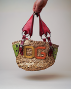 Dolce & Gabbana Woven Basket Bag with Python Trim