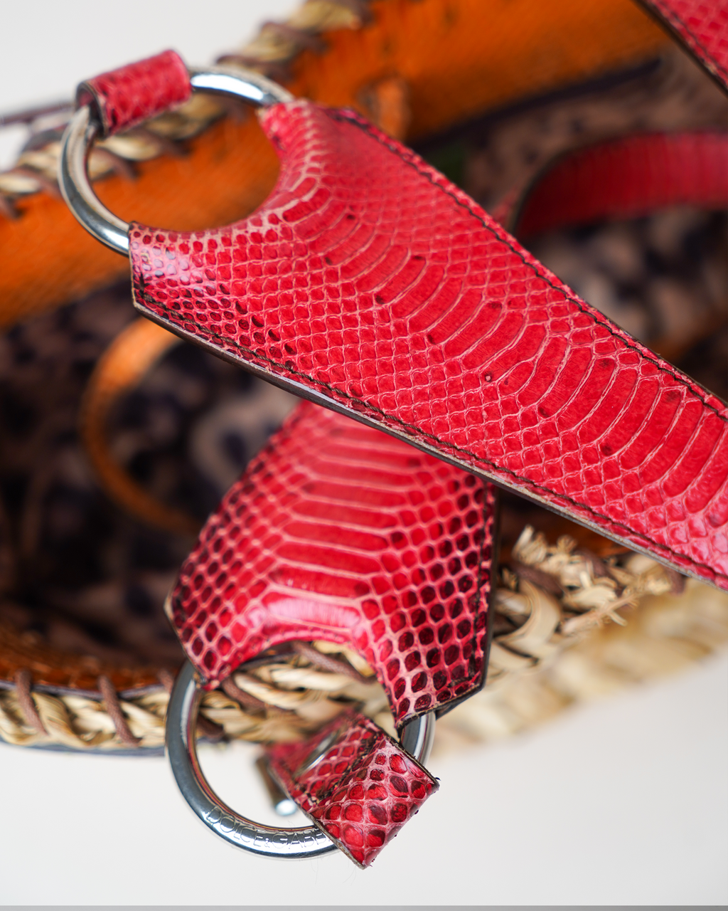 Dolce & Gabbana Woven Basket Bag with Python Trim