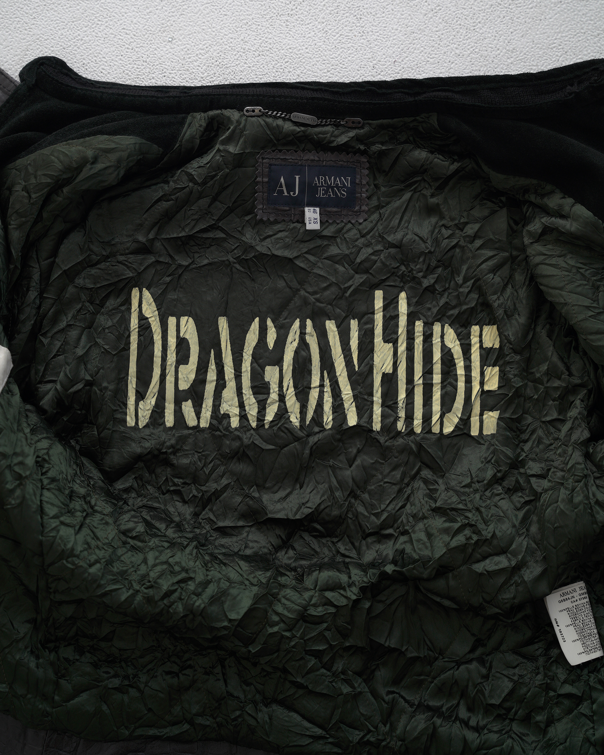 Archival Armani Jeans FW1998 “Dragon Hide” Suede Moto Jacket