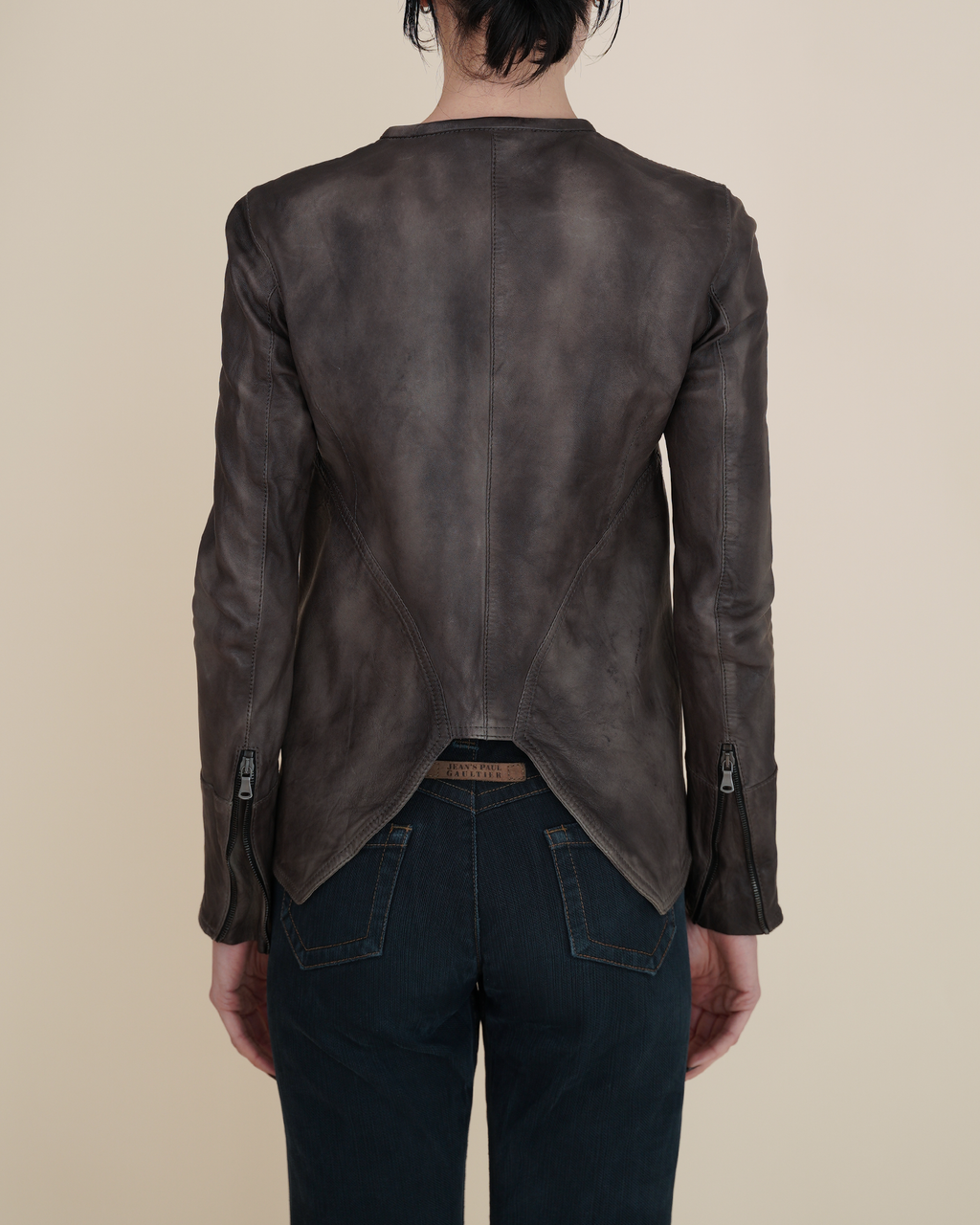 Empresa Artisanal Asymmetric Washed-Lambskin Jacket