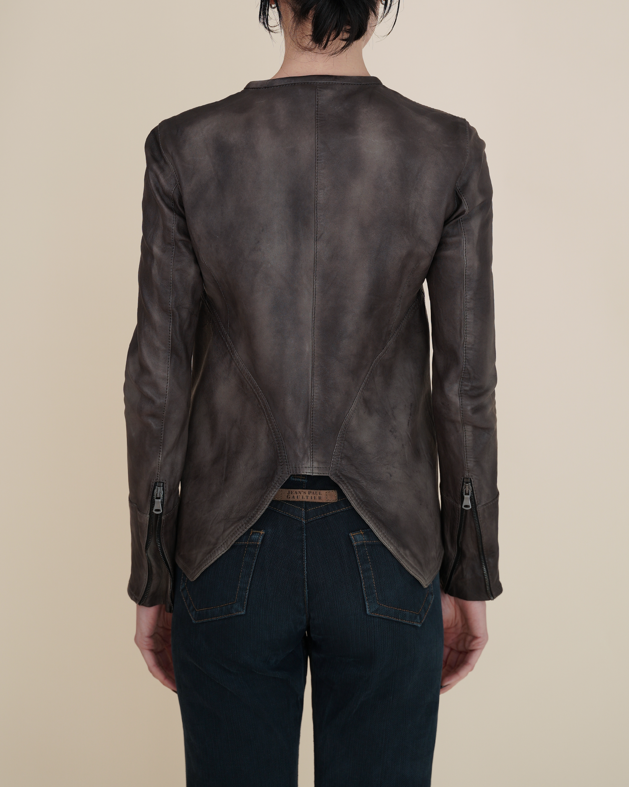 Empresa Artisanal Asymmetric Washed-Lambskin Jacket