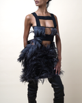 Preen by Thornton Bregazzi Feathered Cage-Harness Mini Dress