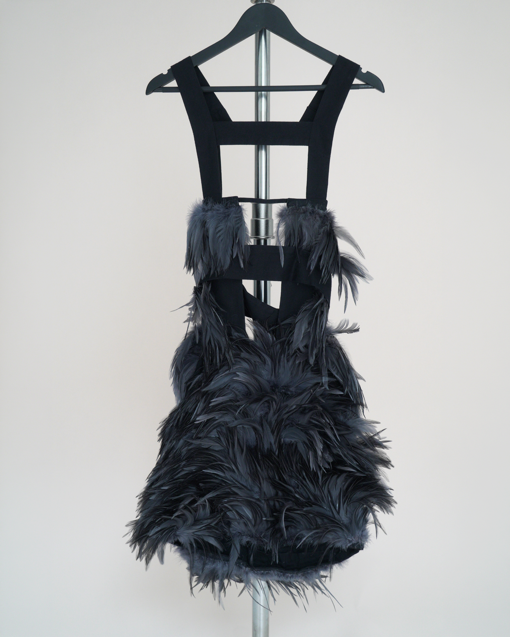 Preen by Thornton Bregazzi feathered cage-harness mini dress