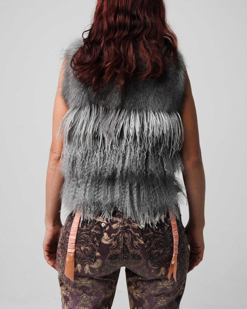 Yigal Azrouël Tiered Mixed Fur & Ostrich Feather Vest