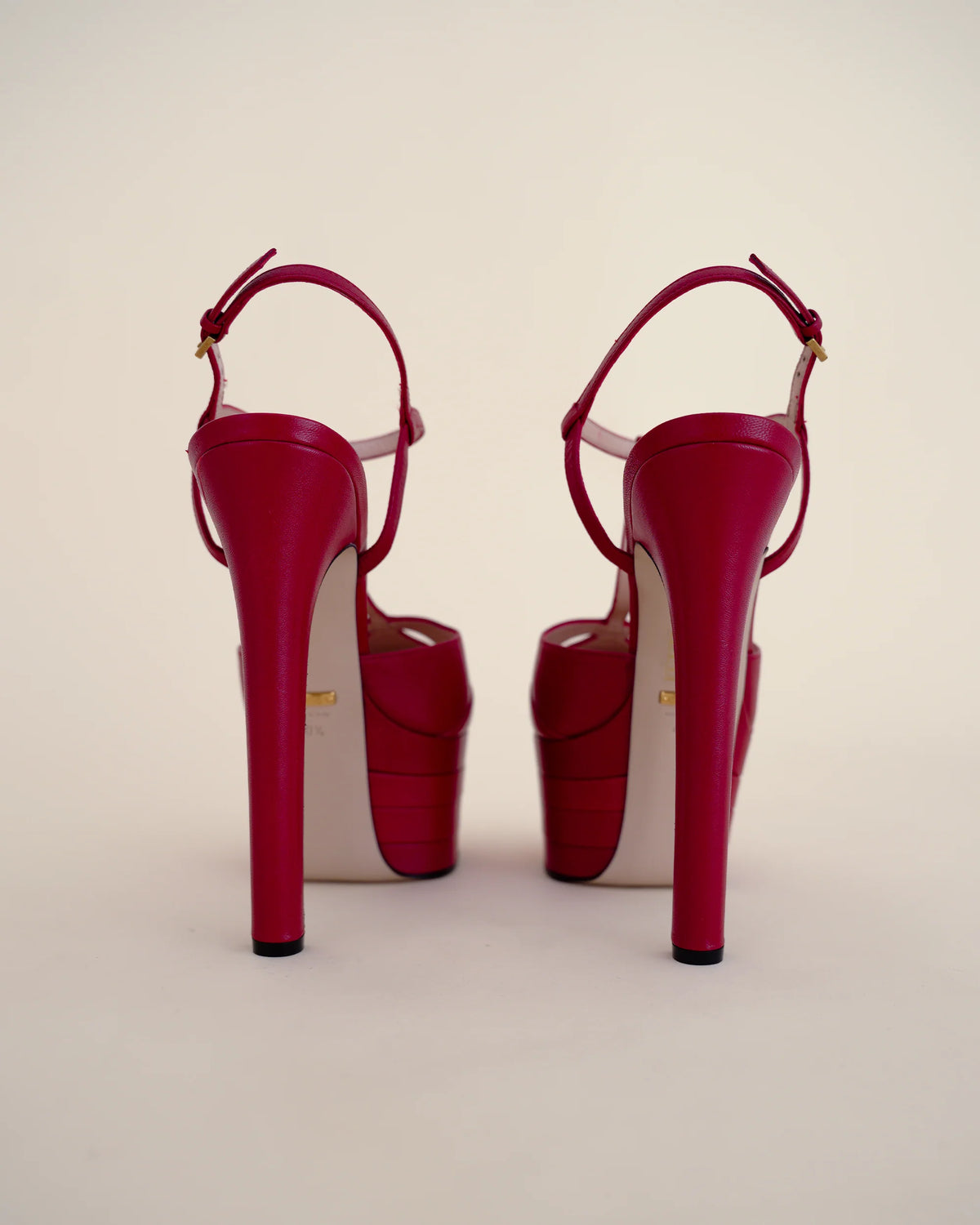 Gucci by Alessandro Michele “Angel” Leather T-Strap Platform Pumps