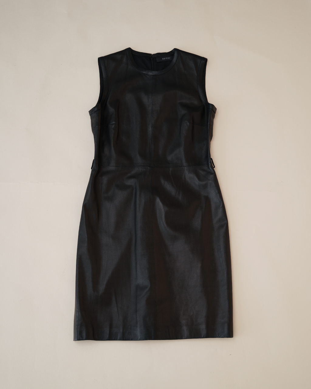 Gucci by Tom Ford Leather Midi Dress & Gucci "Supreme" Belt Set.