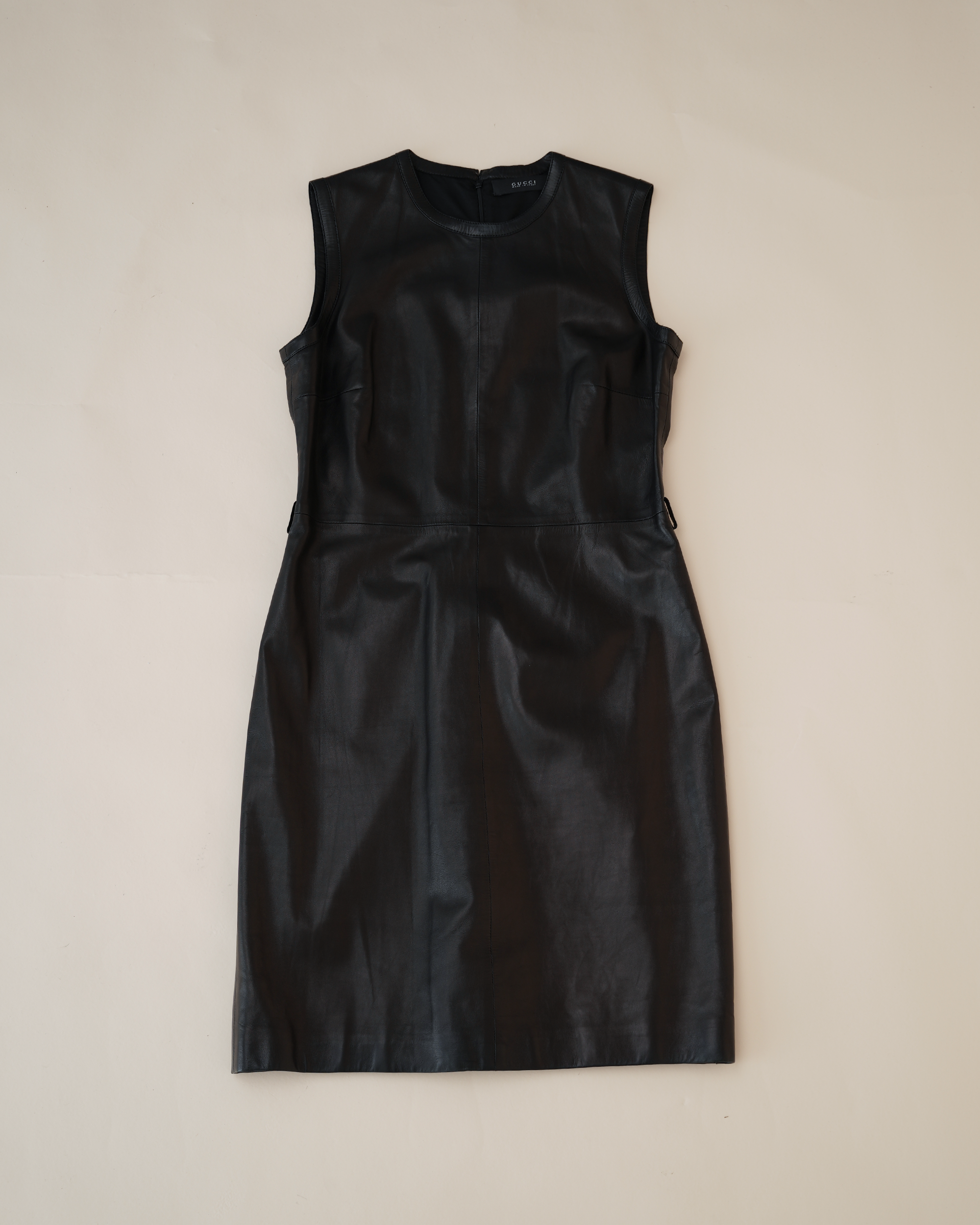 Gucci by Tom Ford Leather Midi Dress & Gucci "Supreme" Belt Set.