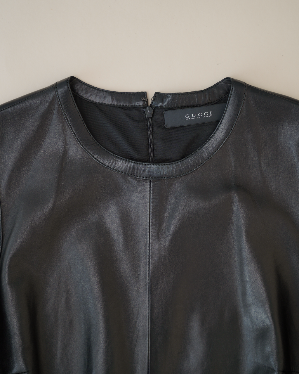 Gucci by Tom Ford Leather Midi Dress & Gucci "Supreme" Belt Set.