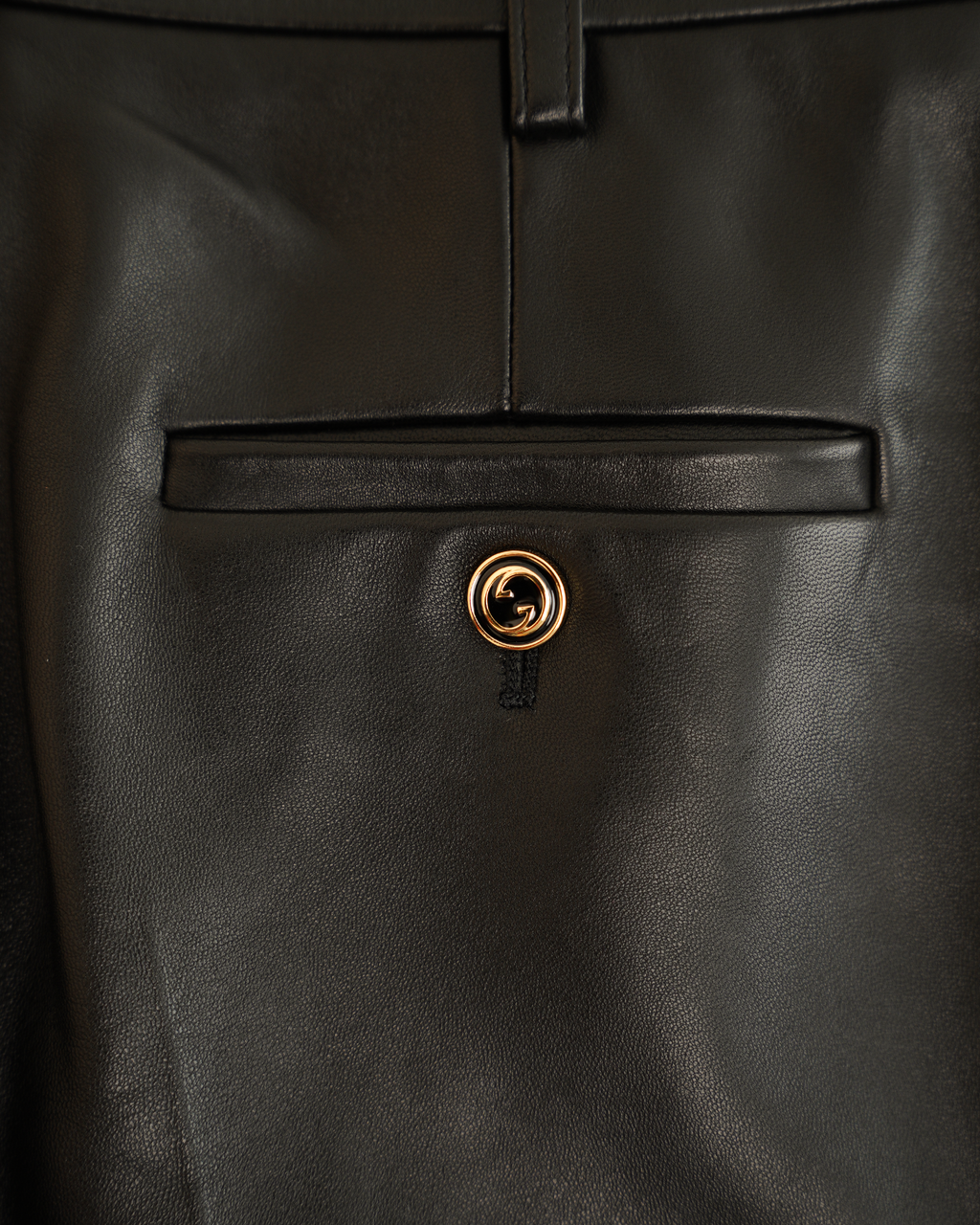 Gucci by Alessandro Michele Black Plongé Leather Flared Trousers