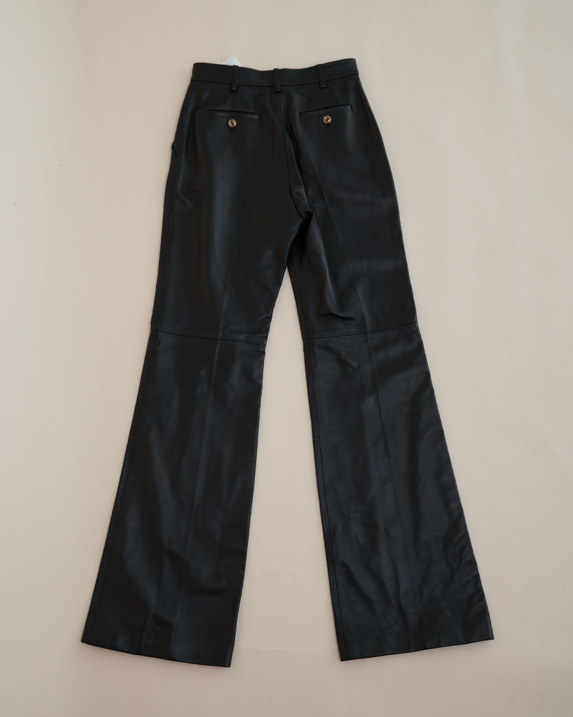 Gucci by Alessandro Michele Black Plongé Leather Flared Trousers