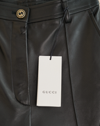 Gucci by Alessandro Michele Black Plongé Leather Flared Trousers