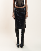 Gucci by Tom Ford Leather Midi-Skirt