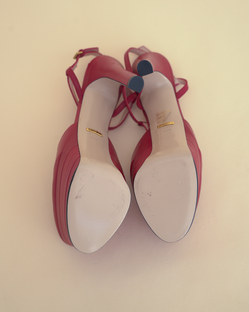 Gucci by Alessandro Michele “Angel” Leather T-Strap Platform Pumps.