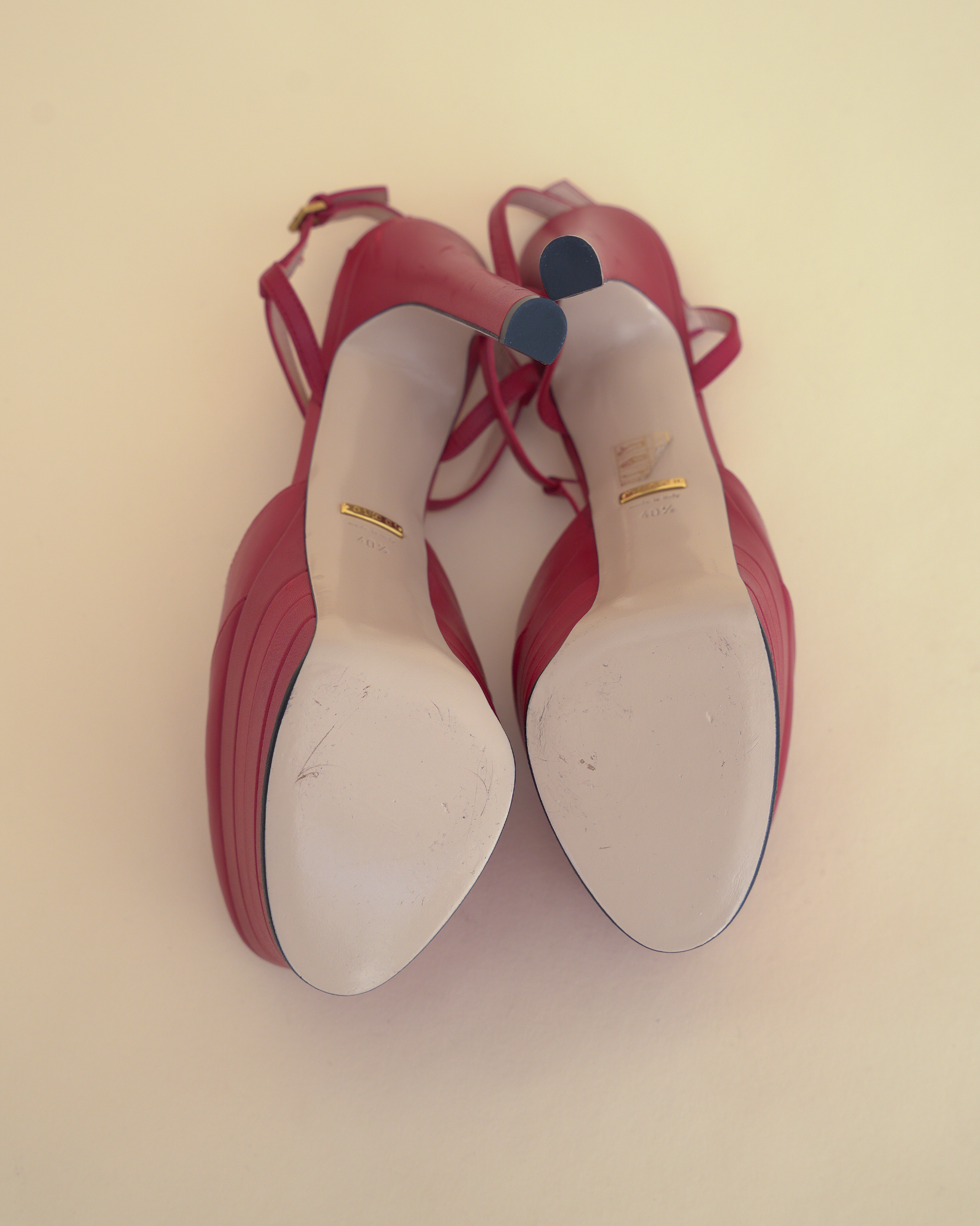 Gucci by Alessandro Michele “Angel” Leather T-Strap Platform Pumps.