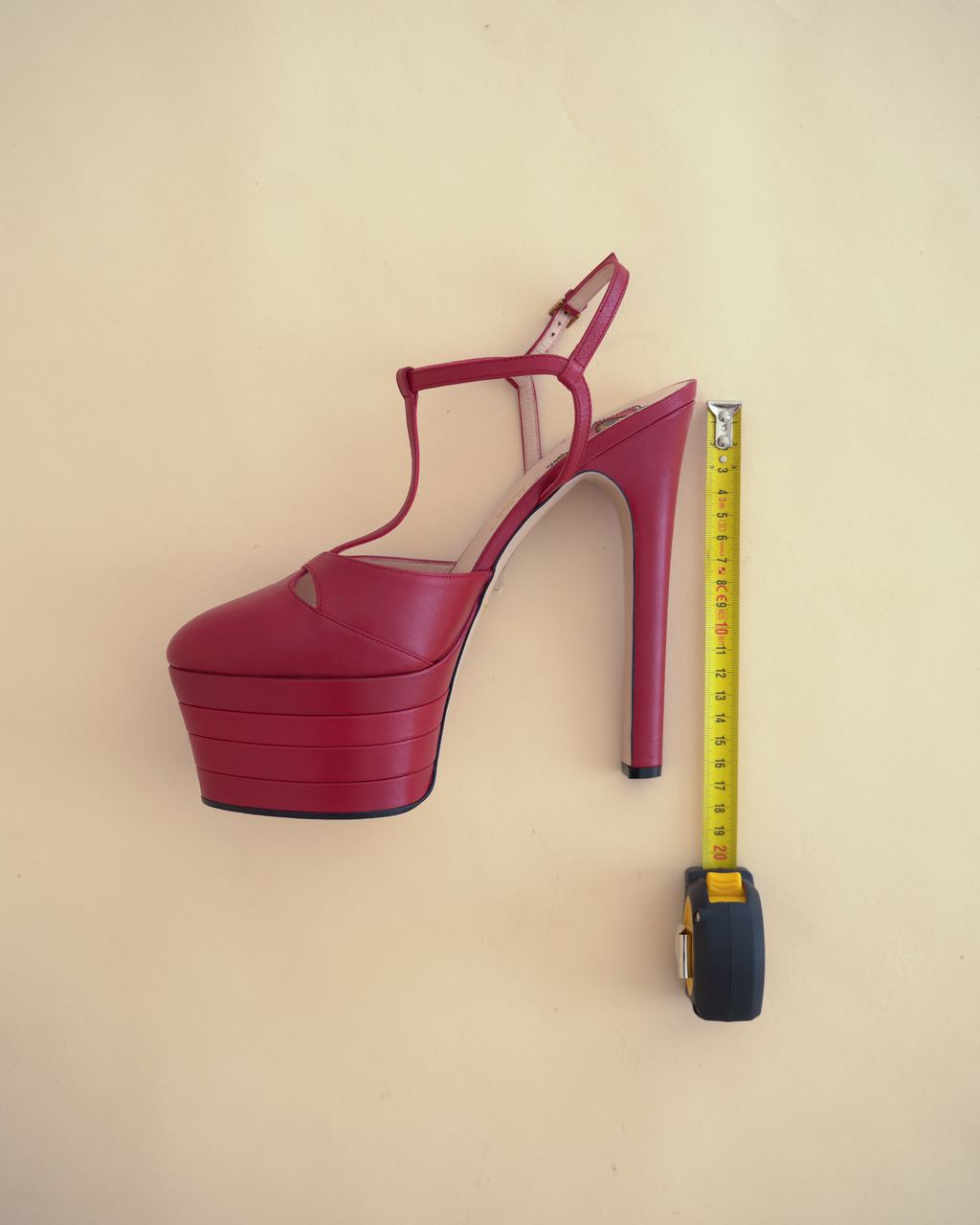 Gucci by Alessandro Michele “Angel” Leather T-Strap Platform Pumps.