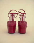 Gucci by Alessandro Michele “Angel” Leather T-Strap Platform Pumps.