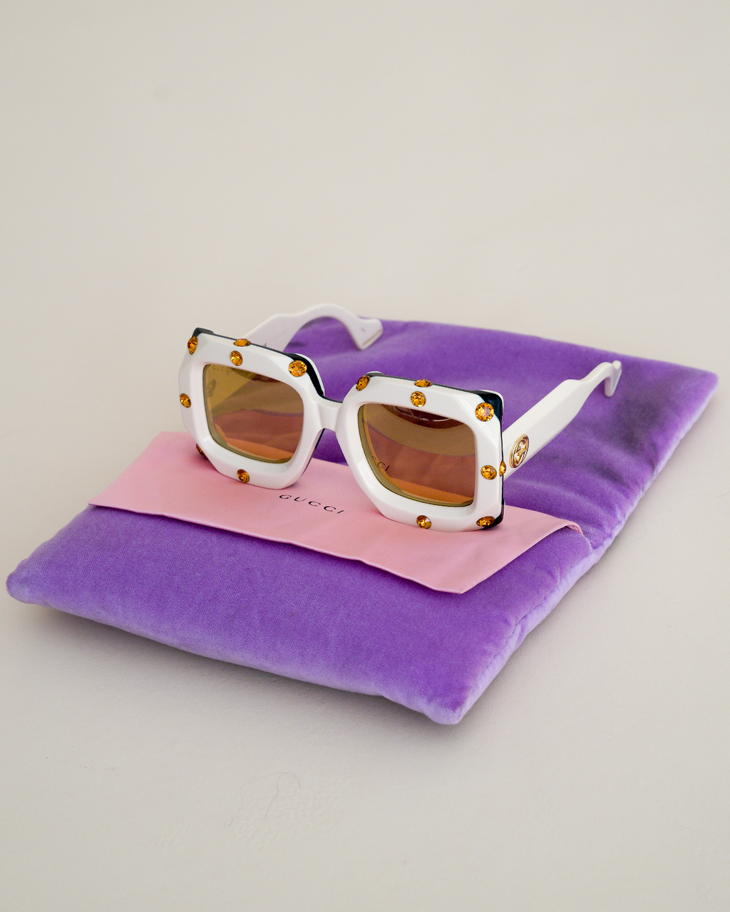 Gucci "Hollywood Forever" Oversized Crystal-Studded Square Sunglasses