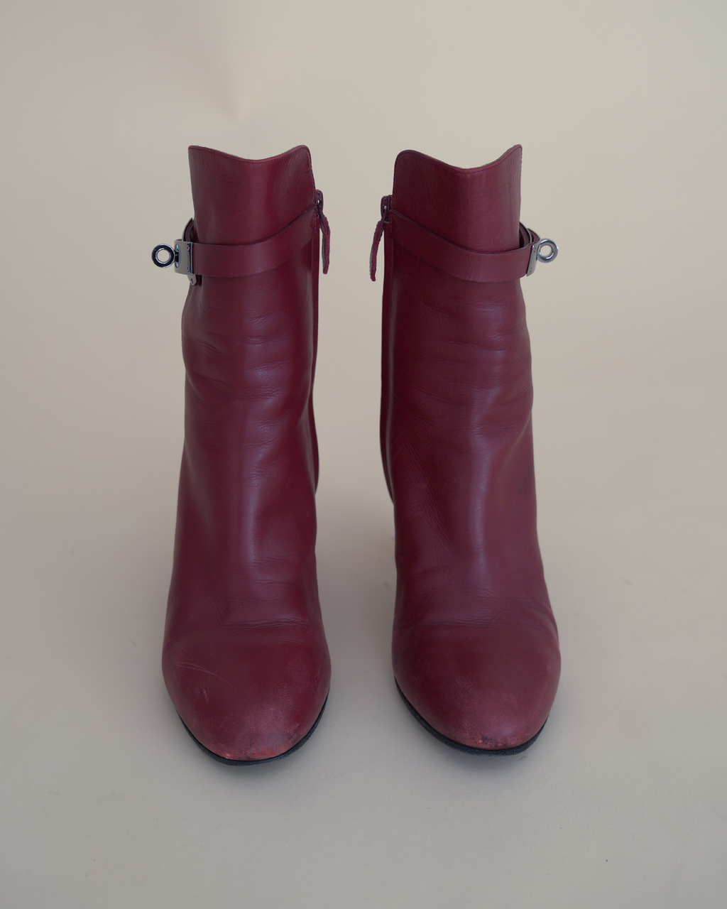 Hermès “Saint Germain” Kelly-Buckle Leather Ankle Boots.
