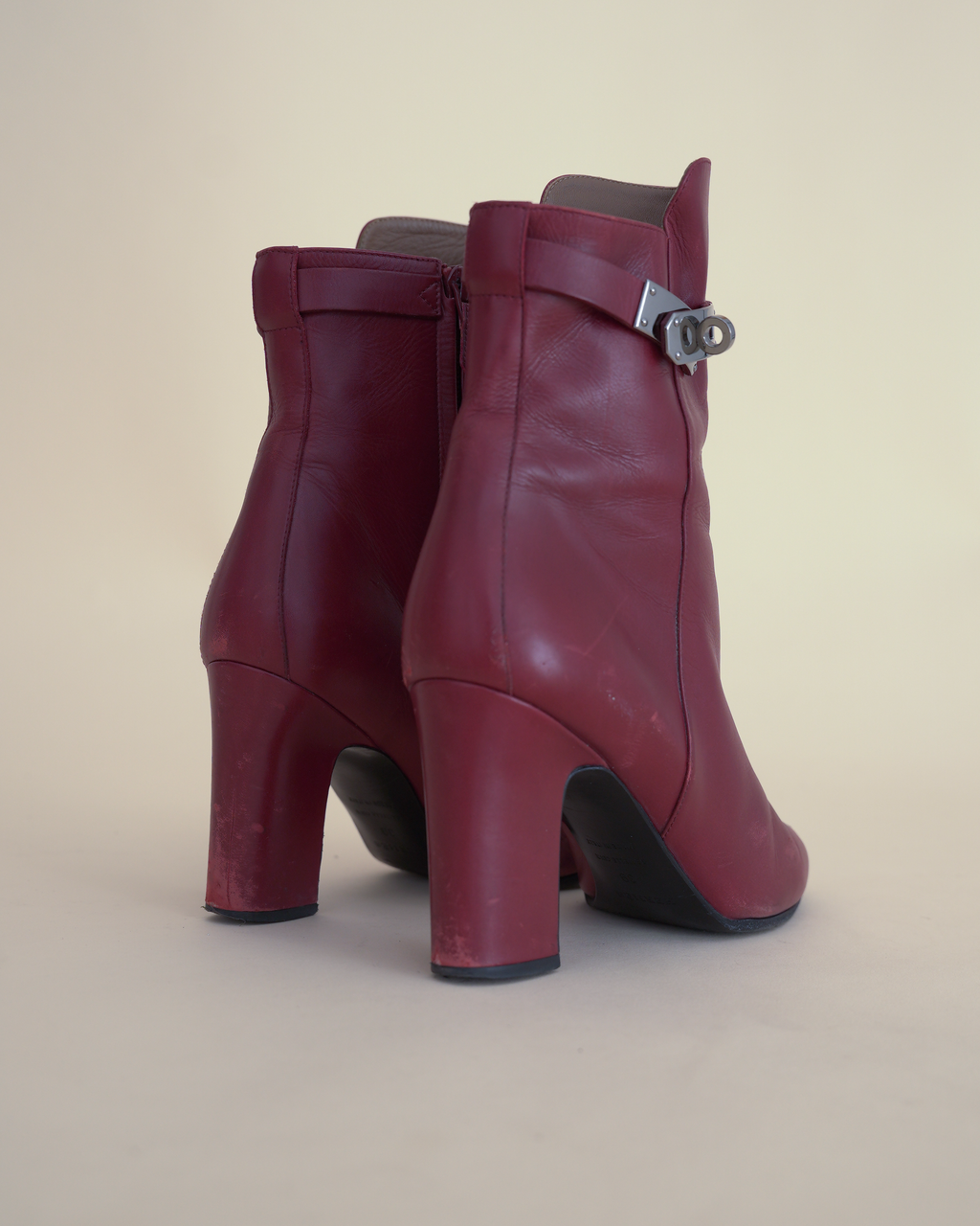 Hermès “Saint Germain” Kelly-Buckle Leather Ankle Boots.
