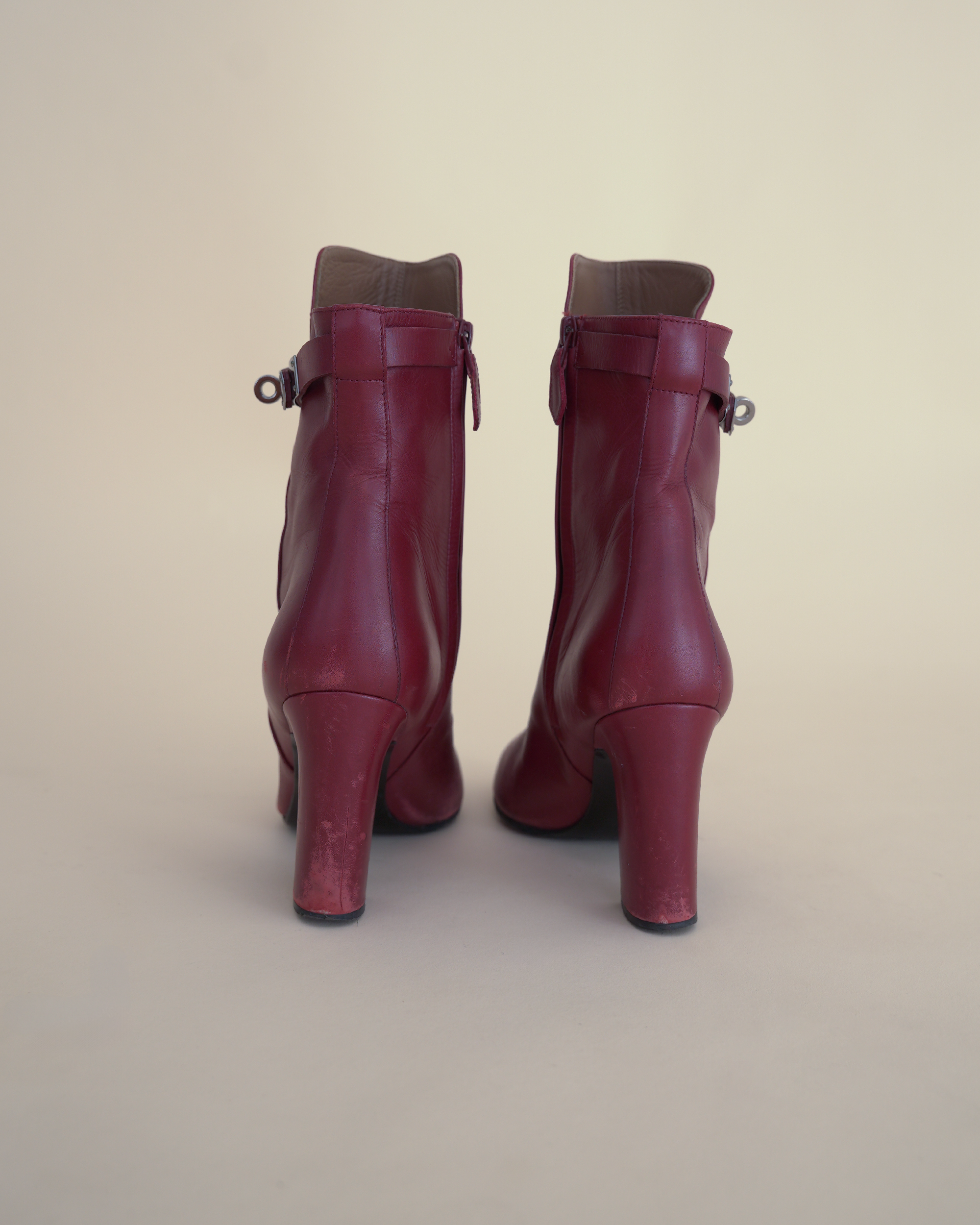 Hermès “Saint Germain” Kelly-Buckle Leather Ankle Boots.