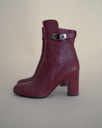 Hermès “Saint Germain” Kelly-Buckle Leather Ankle Boots.
