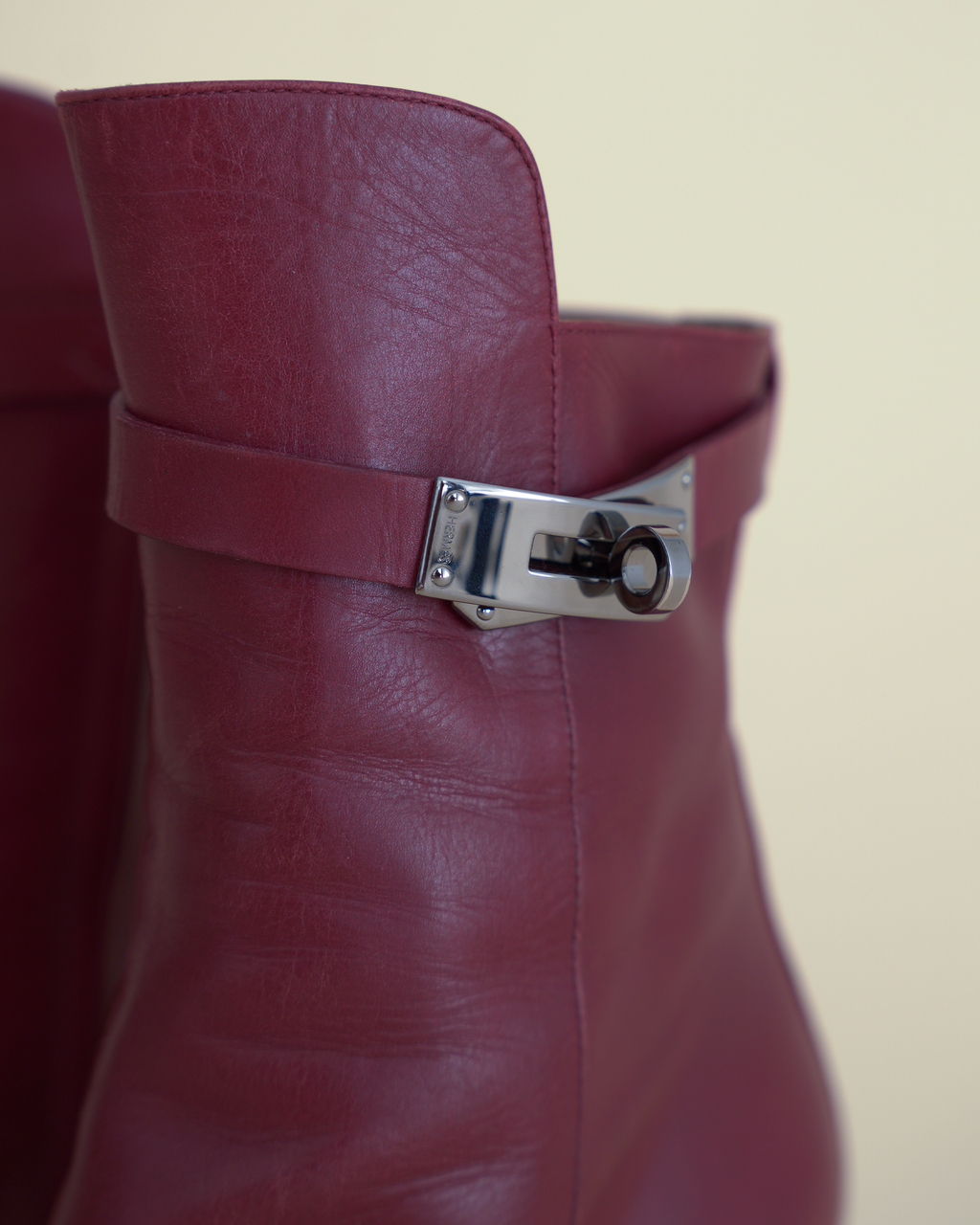 Hermès “Saint Germain” Kelly-Buckle Leather Ankle Boots.