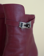 Hermès “Saint Germain” Kelly-Buckle Leather Ankle Boots.