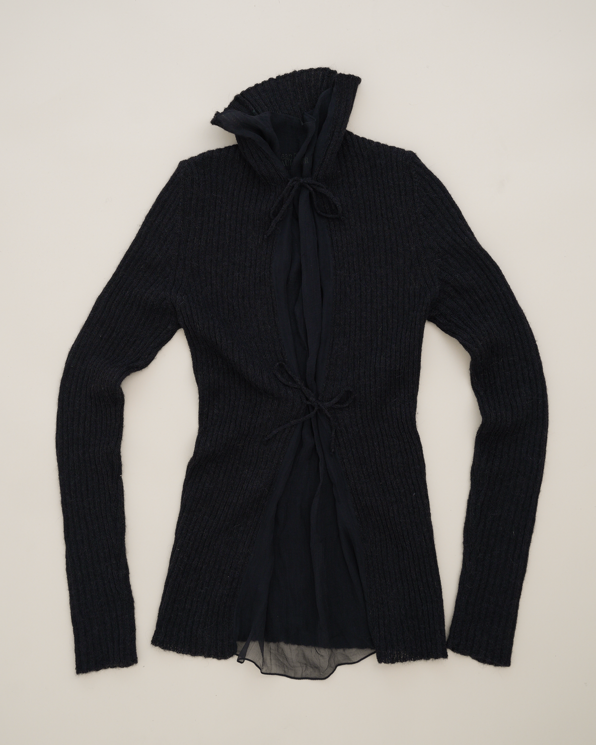 Jean Paul Gaultier Y2K Chiffon-Panelled Ribbed-Knit Top