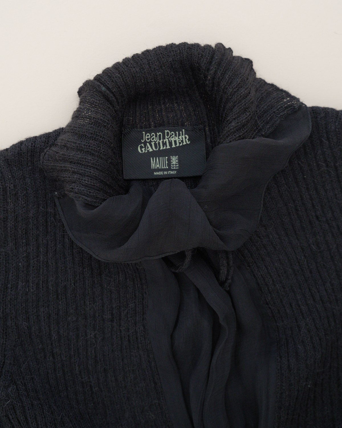 Jean Paul Gaultier Y2K Chiffon-Panelled Ribbed-Knit Top