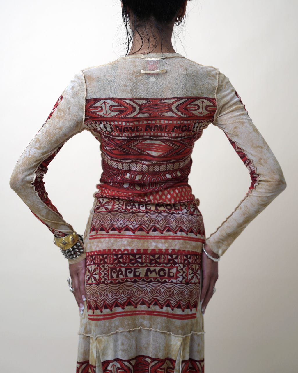 Jean Paul Gaultier Maille "Les Tatouages" Oceanic Mesh Top and Skirt Set