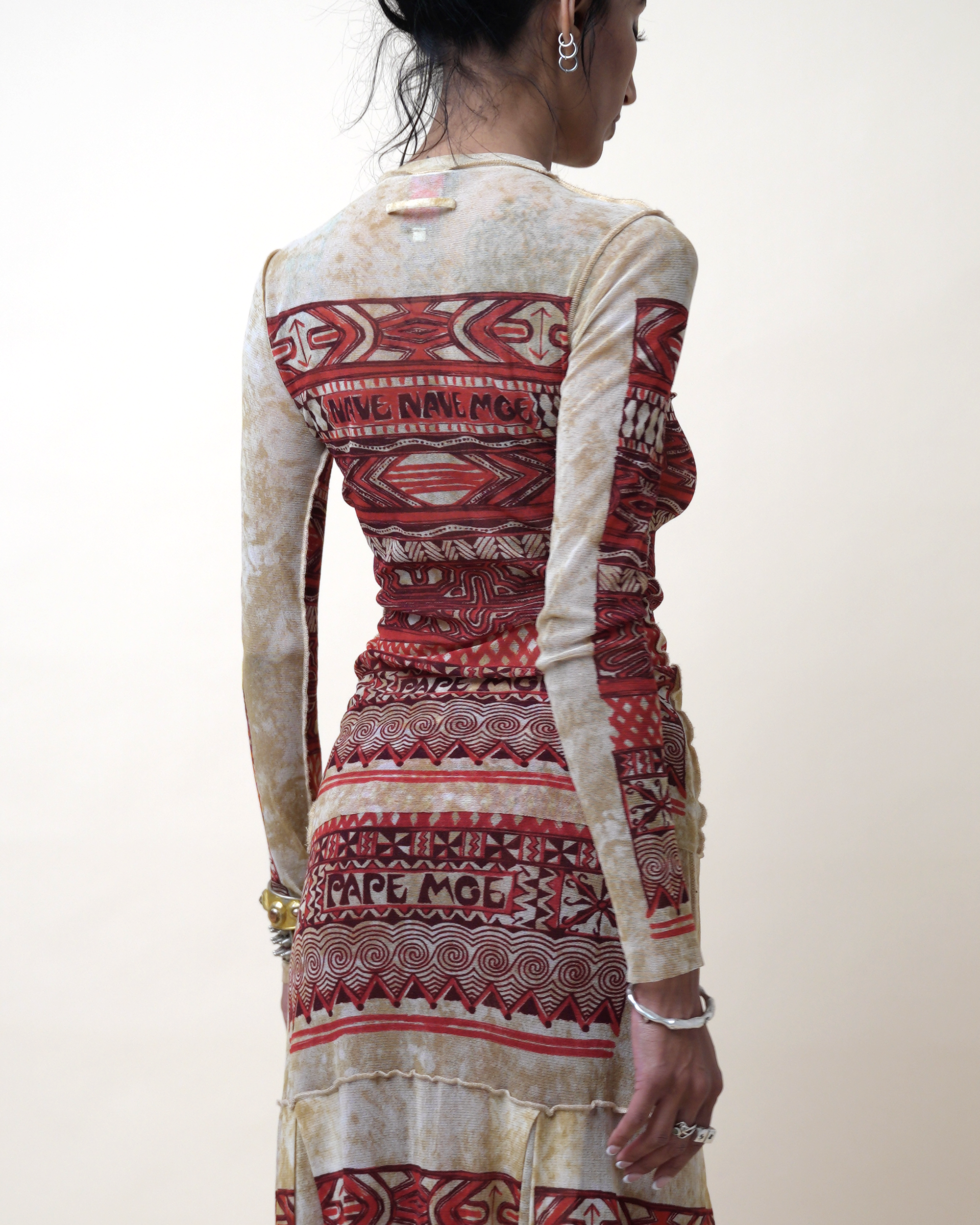 Jean Paul Gaultier Maille "Les Tatouages" Oceanic Mesh Top and Skirt Set