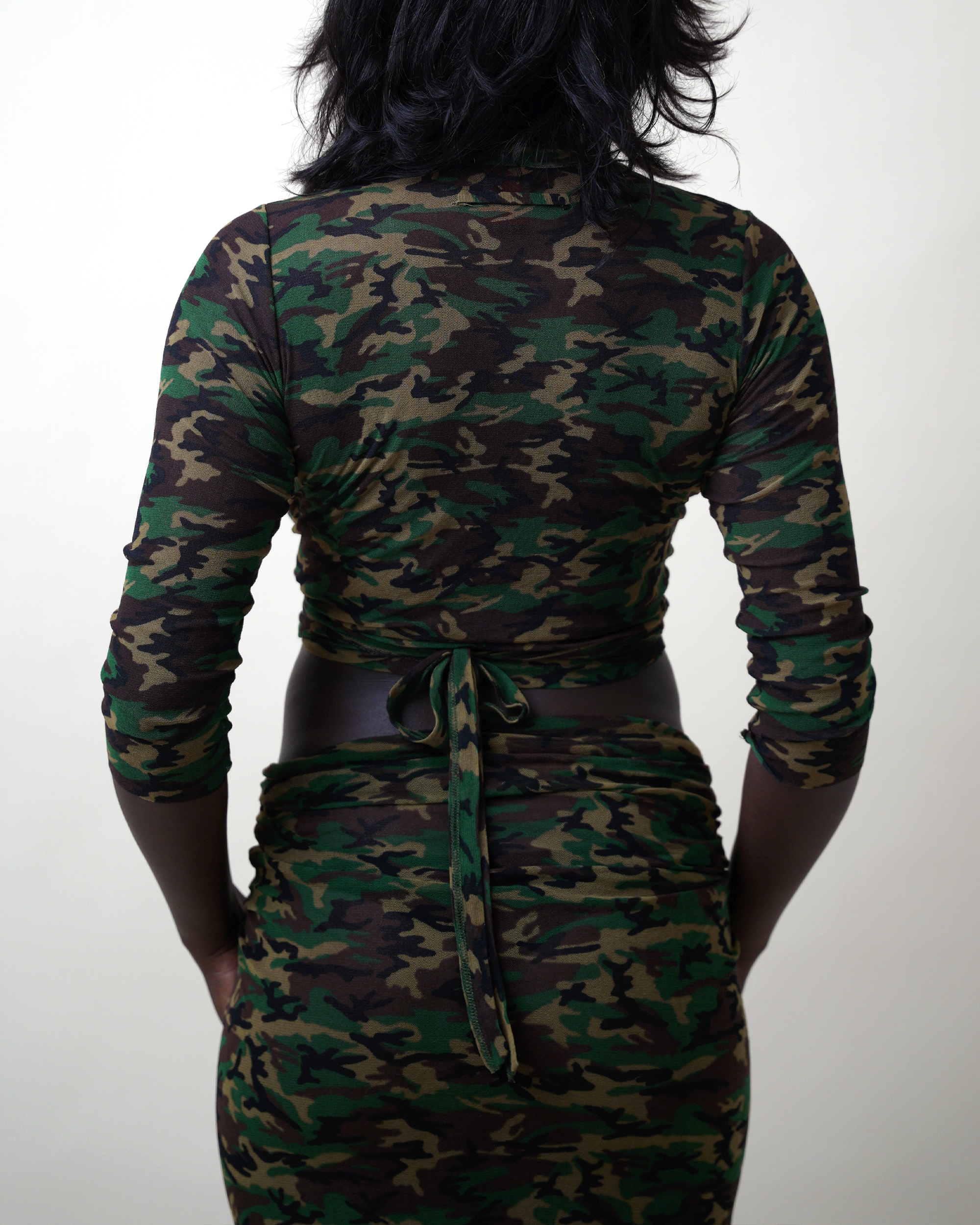 Jean Paul Gaultier Camouflage Mesh Wrap Top