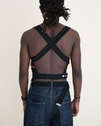Jean Paul Gaultier Backless Pinstripe Chest Plate Vest