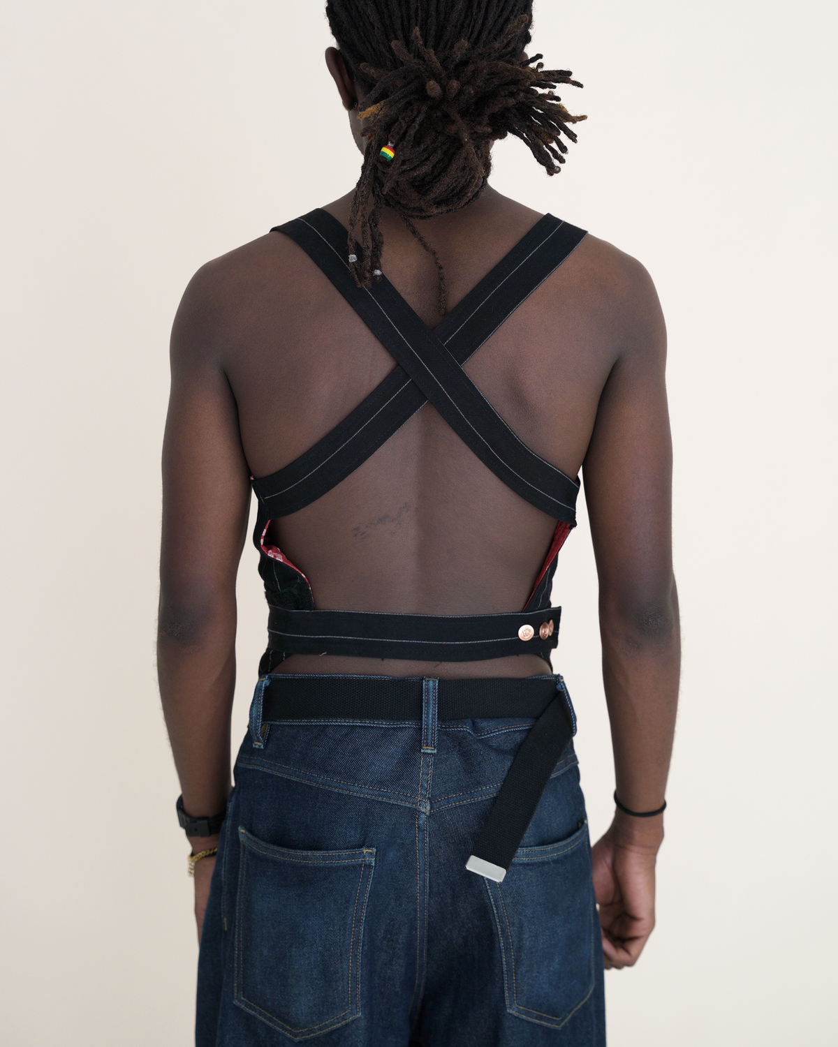 Jean Paul Gaultier Backless Pinstripe Chest Plate Vest